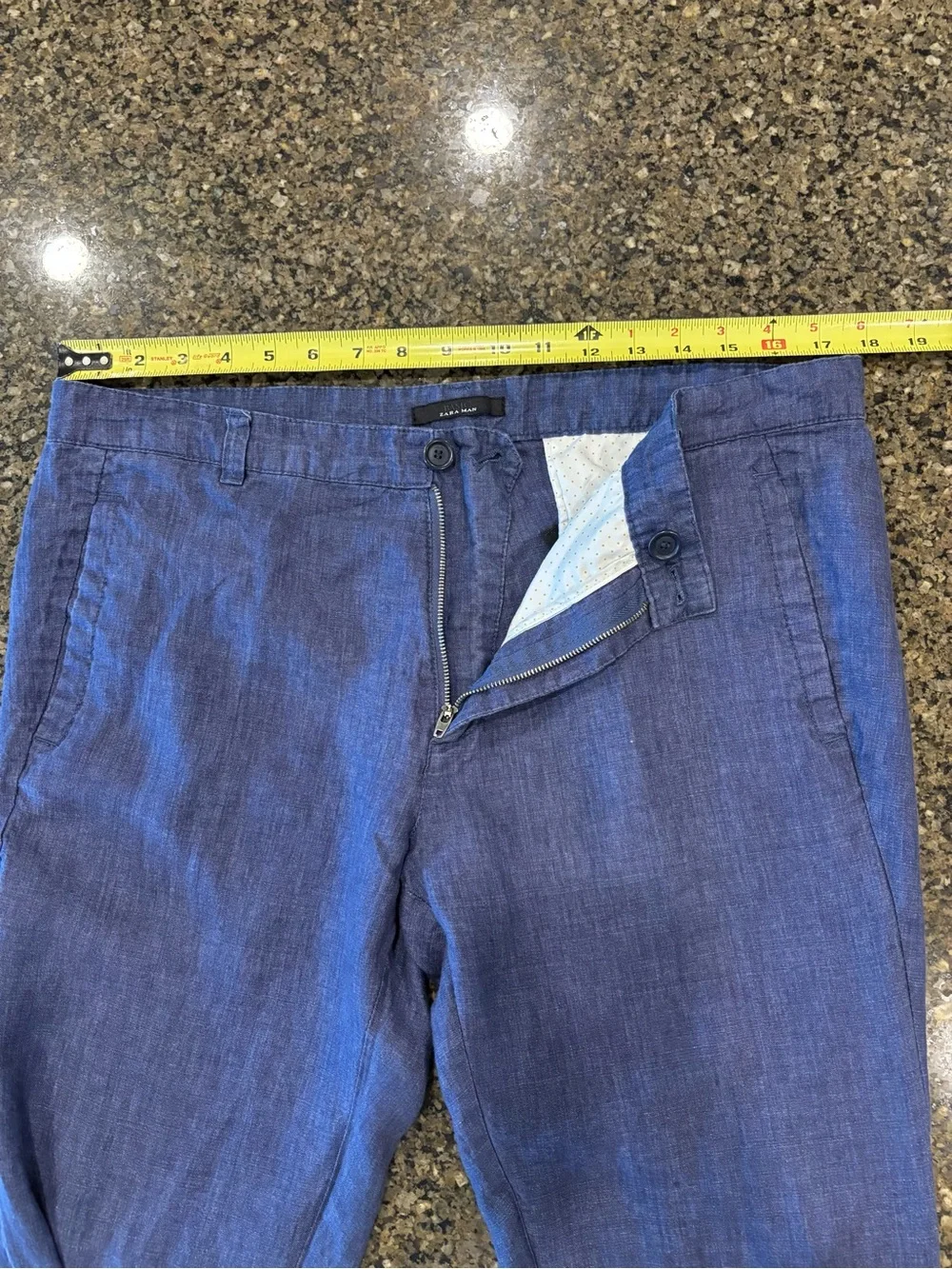 Men's Casual 100% Linen Pants in Blue